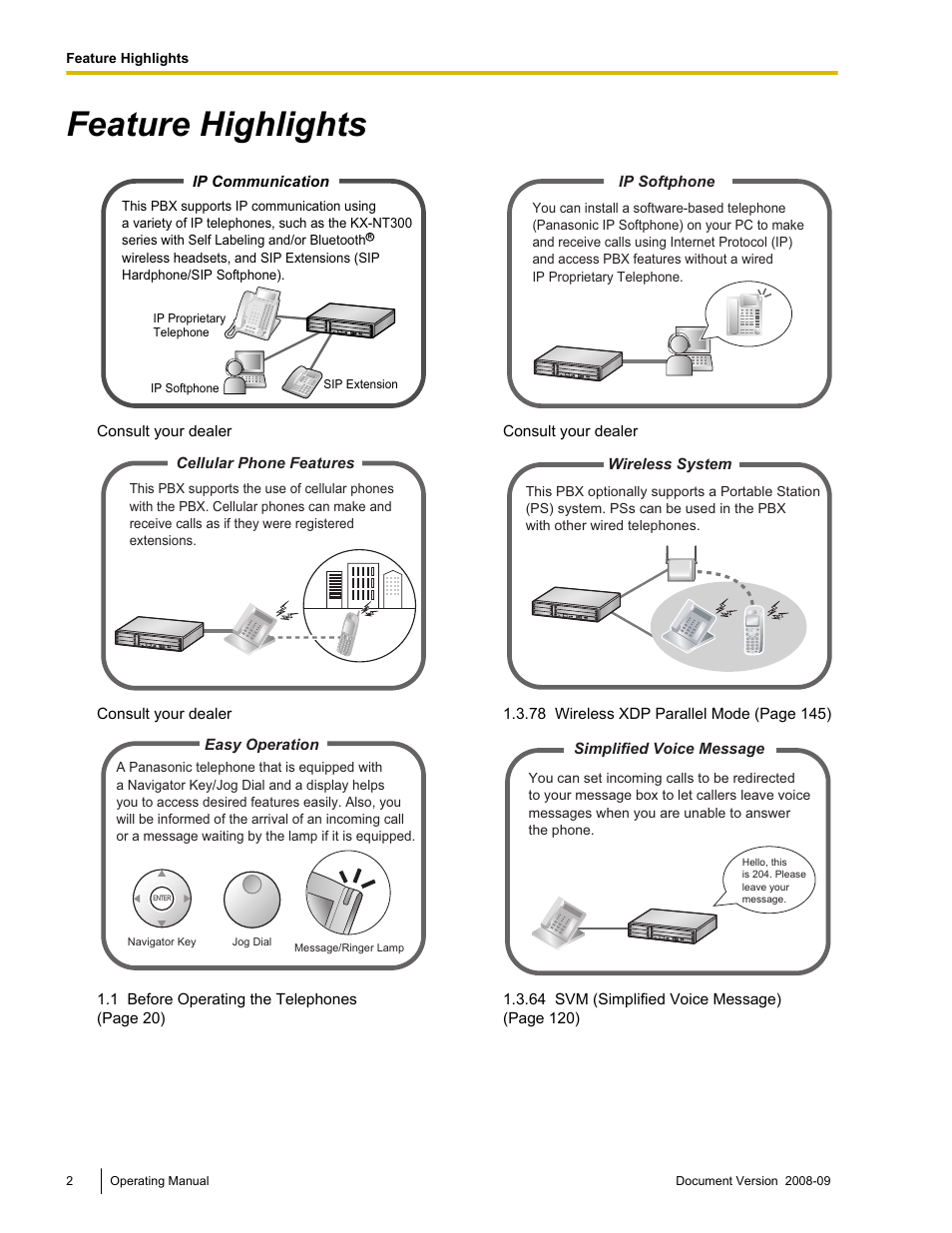 Feature highlights | Panasonic KX-NCP500 User Manual | Page 2 / 210