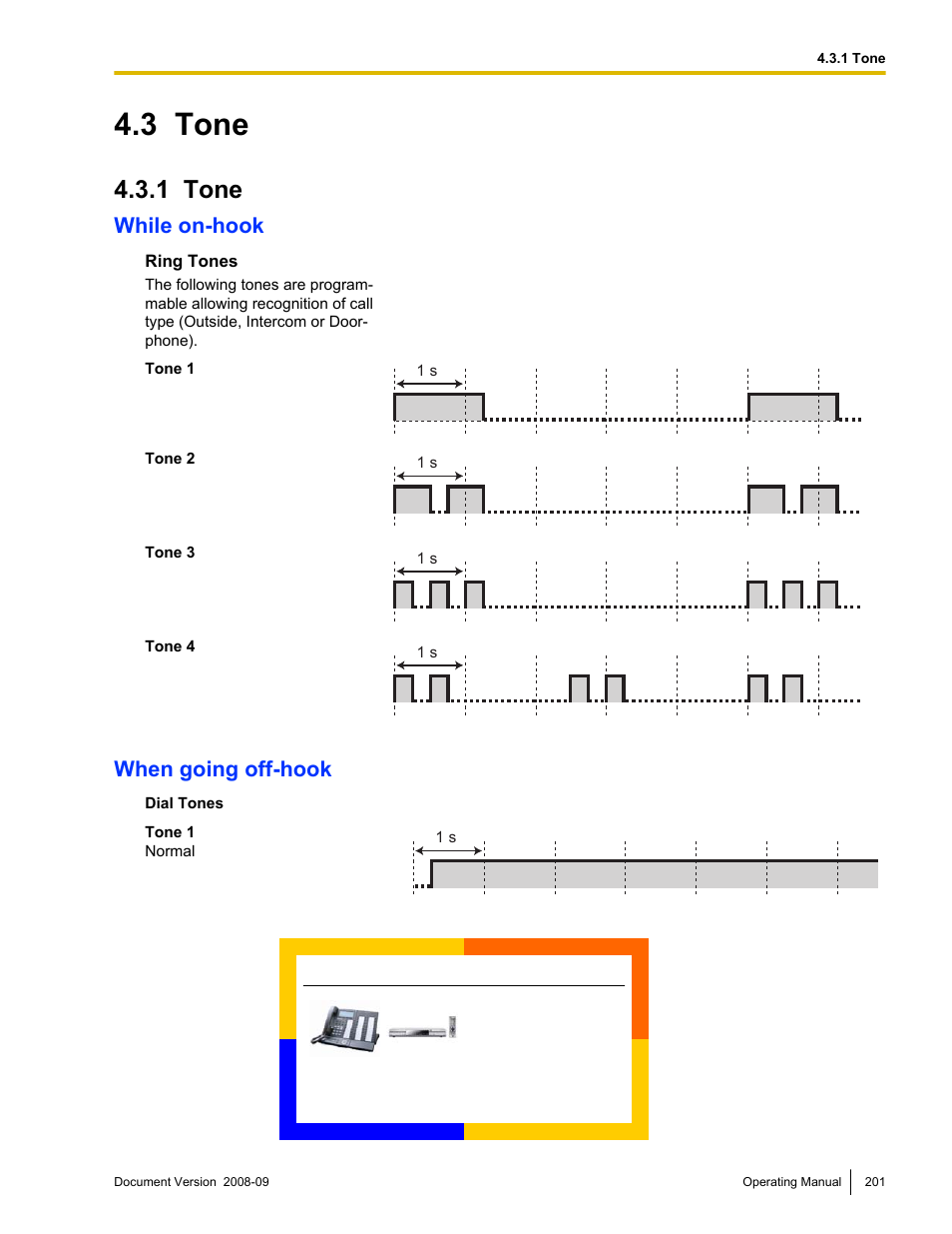 3 tone, 1 tone, Tone | While on-hook, When going off-hook | Panasonic KX-NCP500 User Manual | Page 201 / 210
