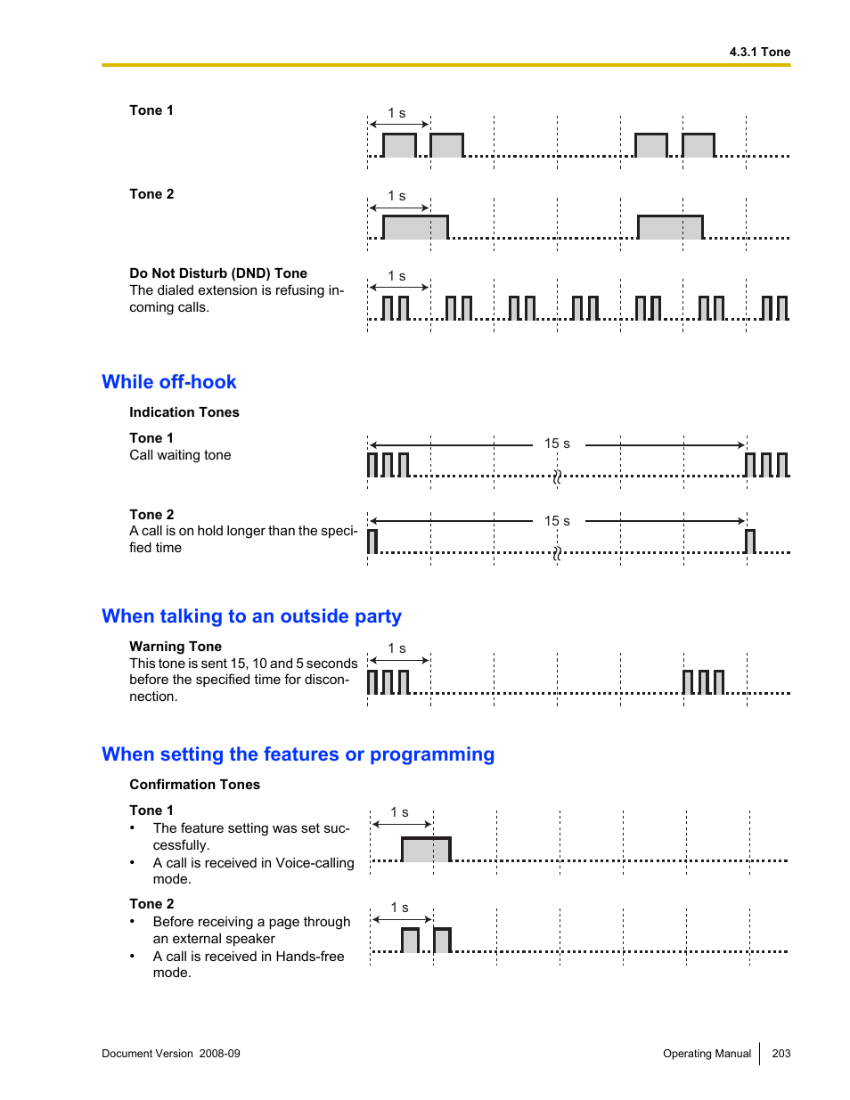 While off-hook, When talking to an outside party, When setting the features or programming | Panasonic KX-NCP500 User Manual | Page 203 / 210