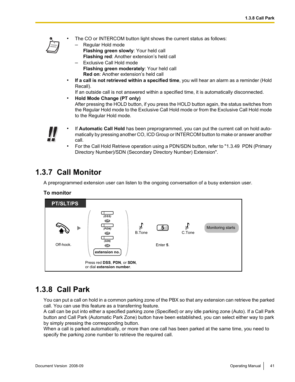 7 call monitor, 8 call park, Call monitor | Call park | Panasonic KX-NCP500 User Manual | Page 41 / 210