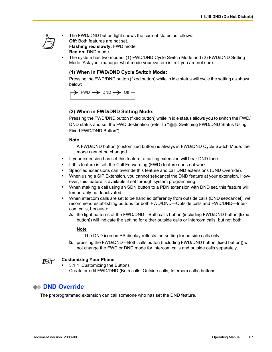 Dnd override | Panasonic KX-NCP500 User Manual | Page 67 / 210