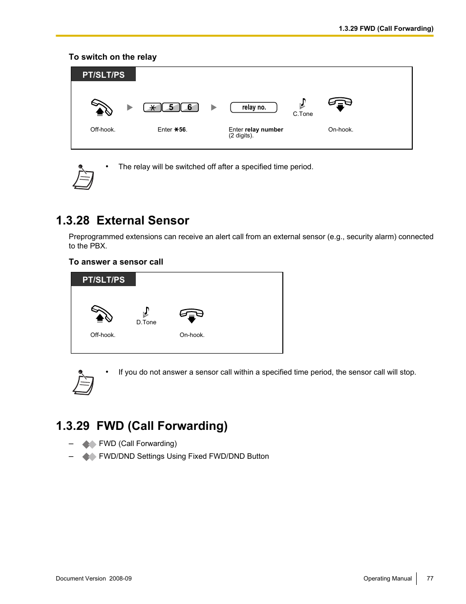 28 external sensor, 29 fwd (call forwarding), External sensor | Fwd (call forwarding) | Panasonic KX-NCP500 User Manual | Page 77 / 210