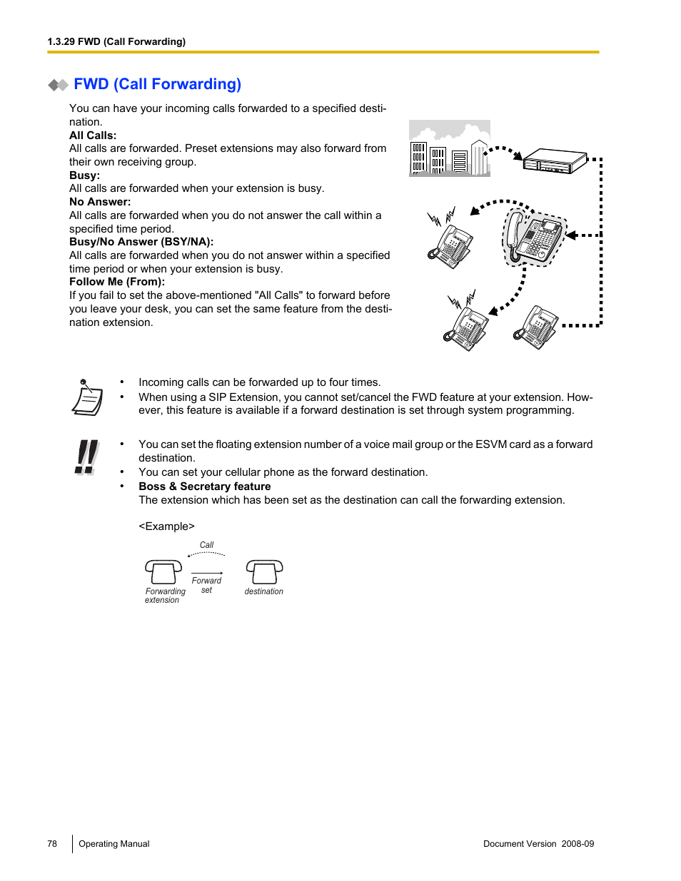 Fwd (call forwarding) | Panasonic KX-NCP500 User Manual | Page 78 / 210