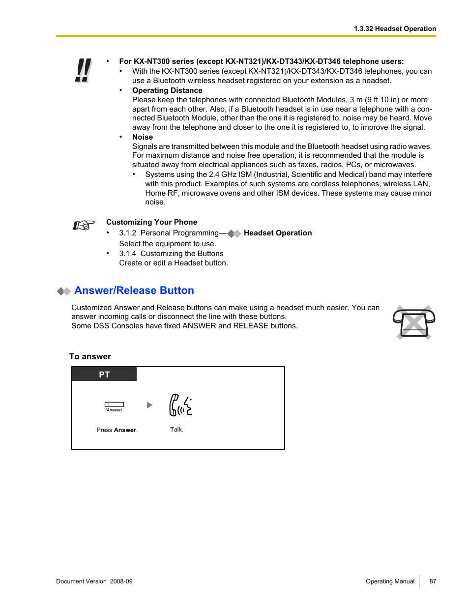 Answer/release button | Panasonic KX-NCP500 User Manual | Page 87 / 210