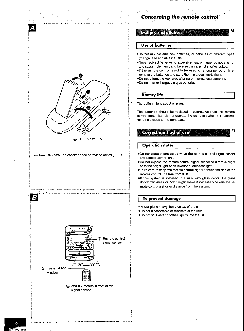 Cmcerning the remote control | Panasonic SC-AK57 User Manual | Page 4 / 53