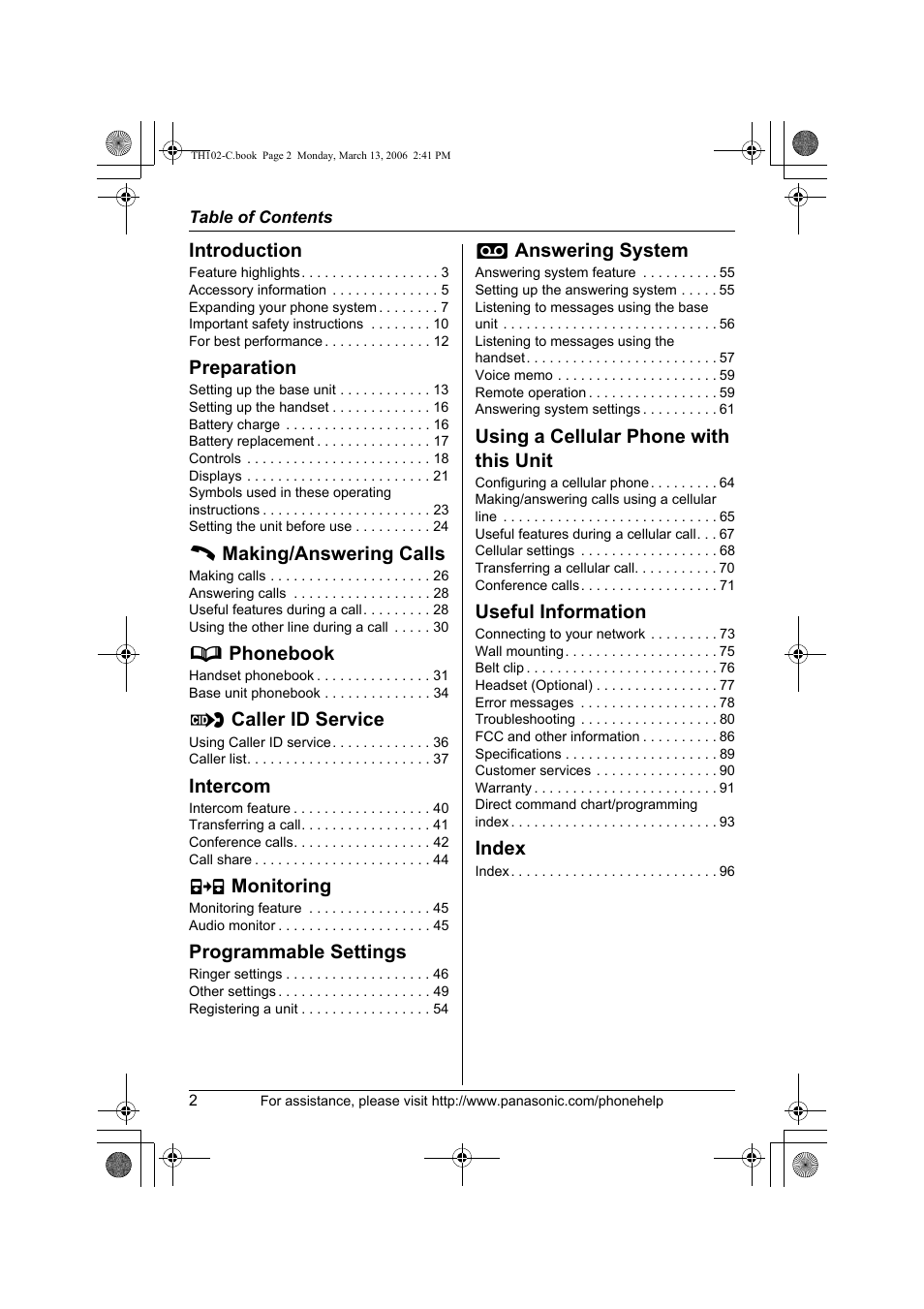 Panasonic KX-TH102-C User Manual | Page 2 / 100