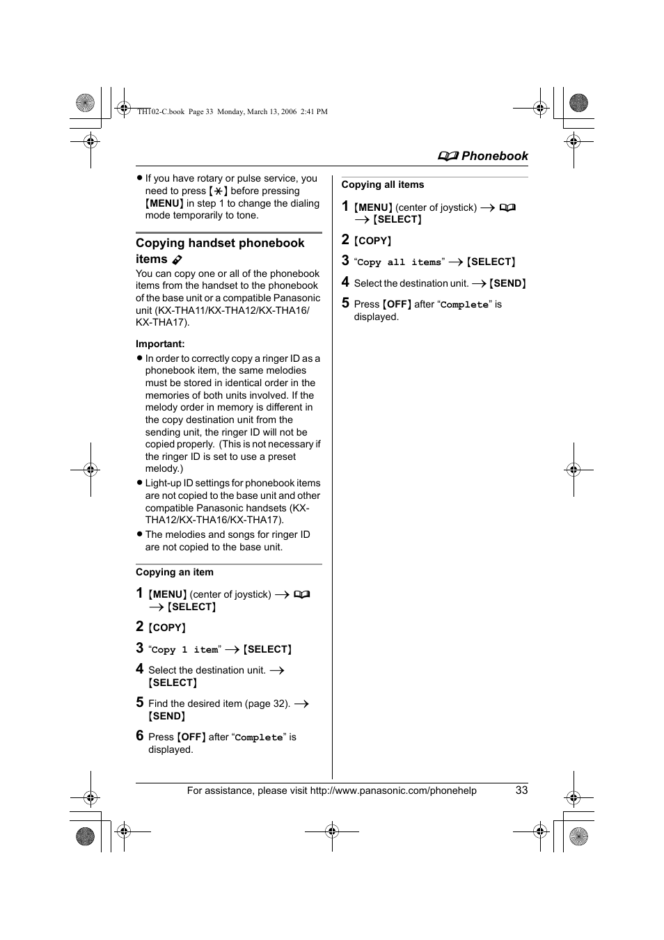Panasonic KX-TH102-C User Manual | Page 33 / 100