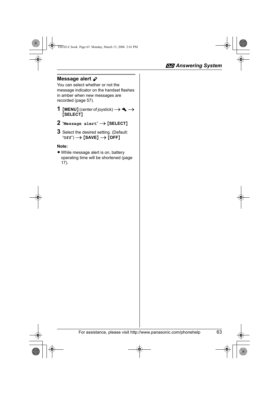 Panasonic KX-TH102-C User Manual | Page 63 / 100