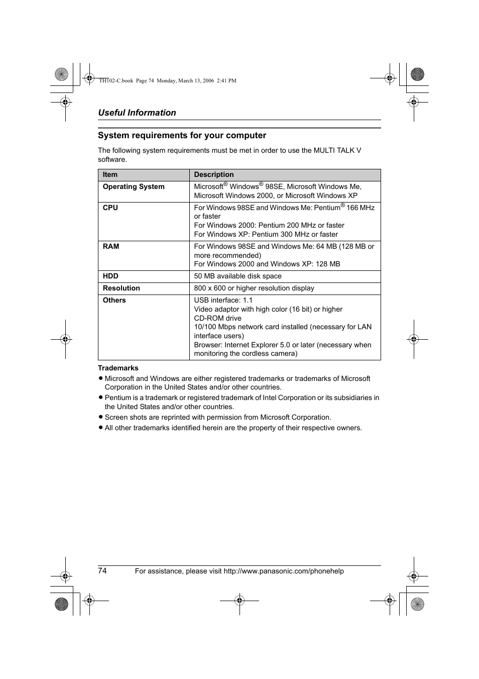 Panasonic KX-TH102-C User Manual | Page 74 / 100