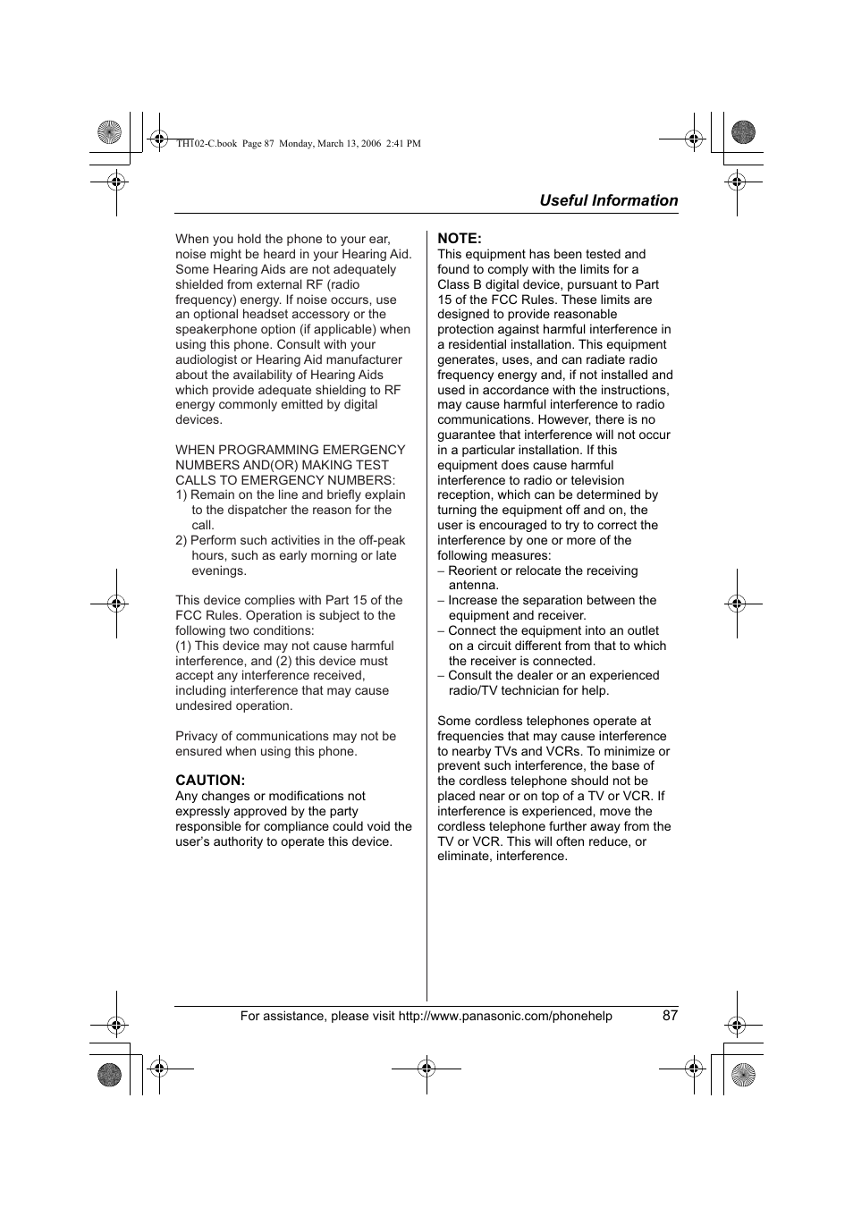Panasonic KX-TH102-C User Manual | Page 87 / 100