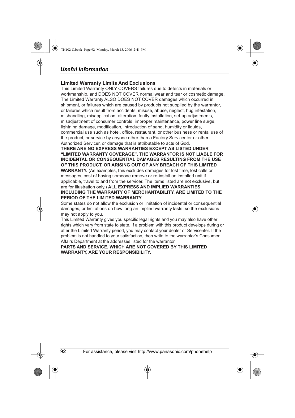 Panasonic KX-TH102-C User Manual | Page 92 / 100