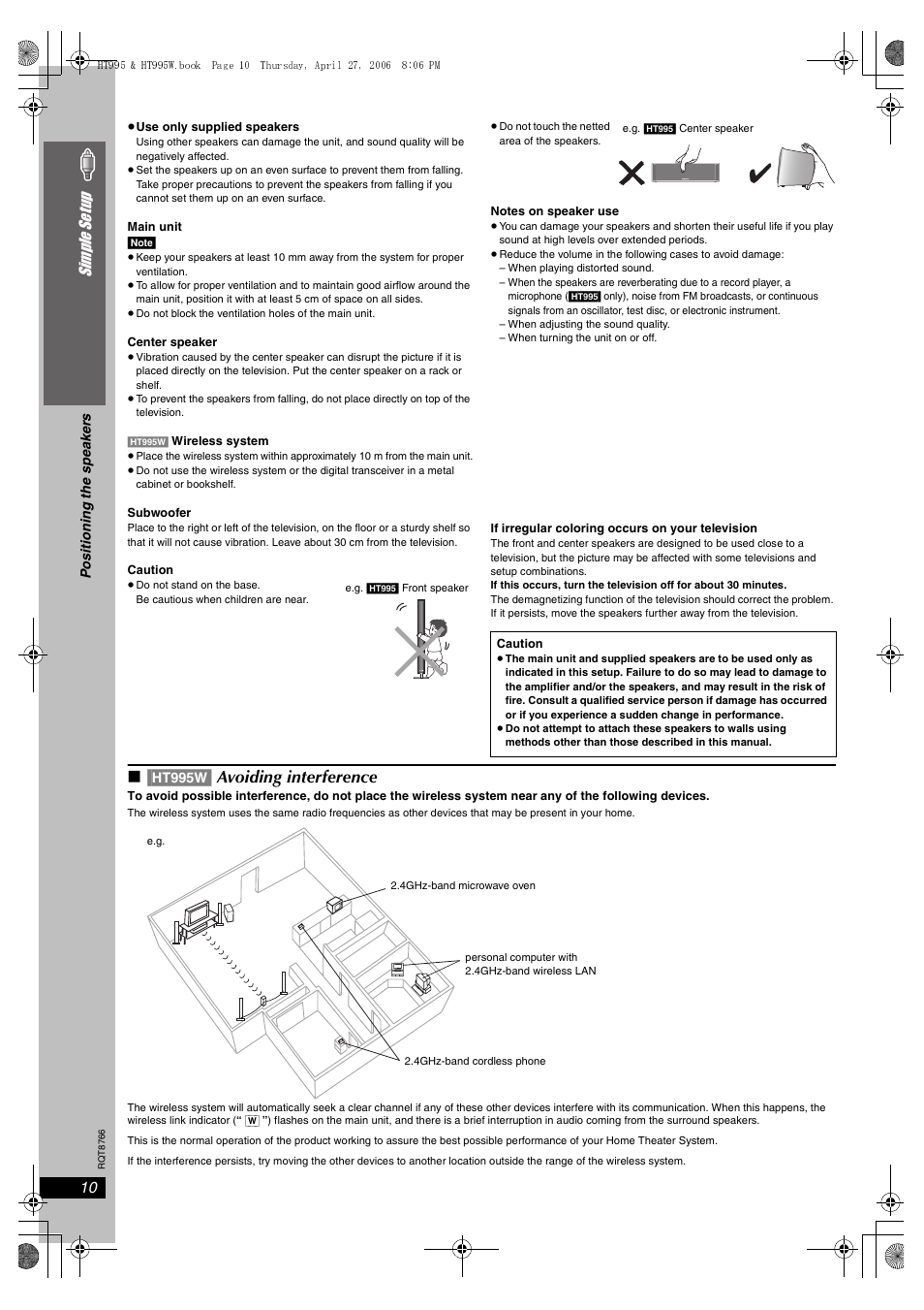 Ht995w] avoiding interference, 10 simple se tu p | Panasonic SC-HT995W User Manual | Page 10 / 48