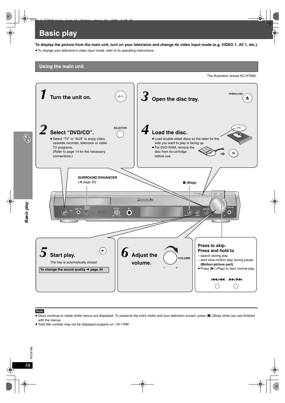 Basic play | Panasonic SC-HT995W User Manual | Page 18 / 48