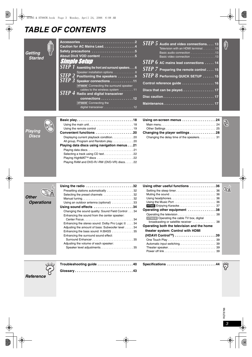 Panasonic SC-HT995W User Manual | Page 3 / 48