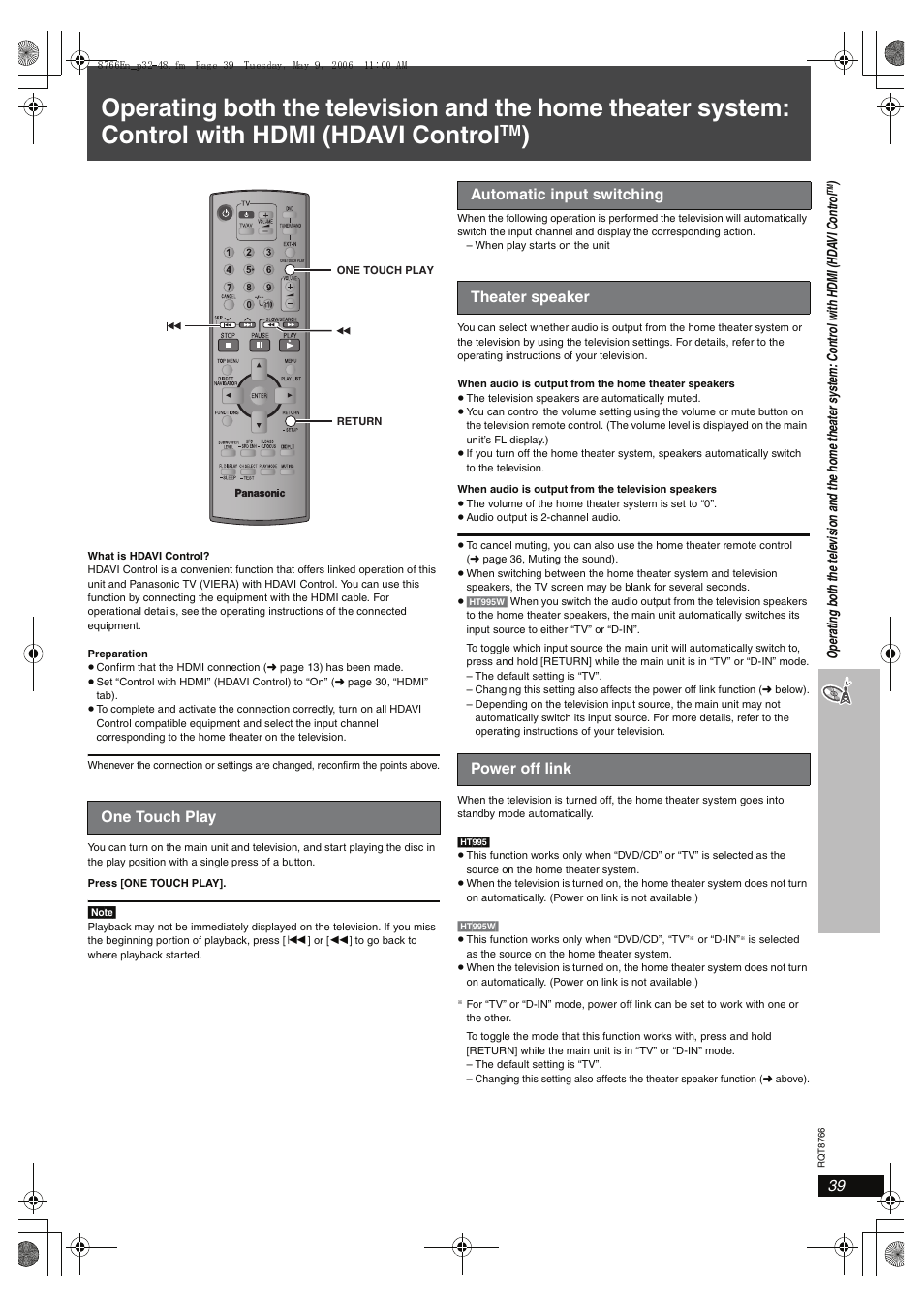 Panasonic SC-HT995W User Manual | Page 39 / 48