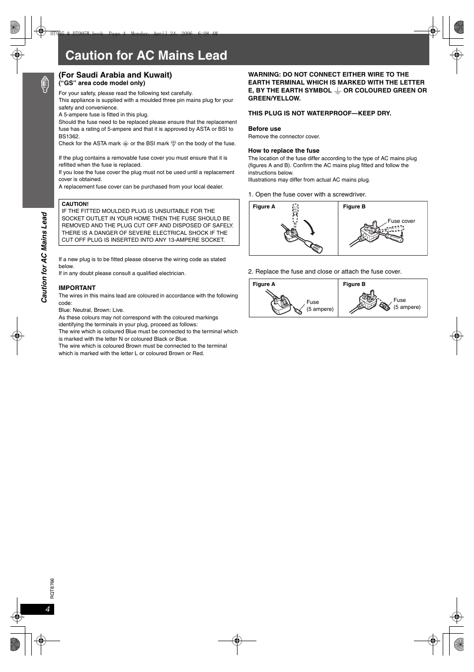 Caution for ac mains lead | Panasonic SC-HT995W User Manual | Page 4 / 48