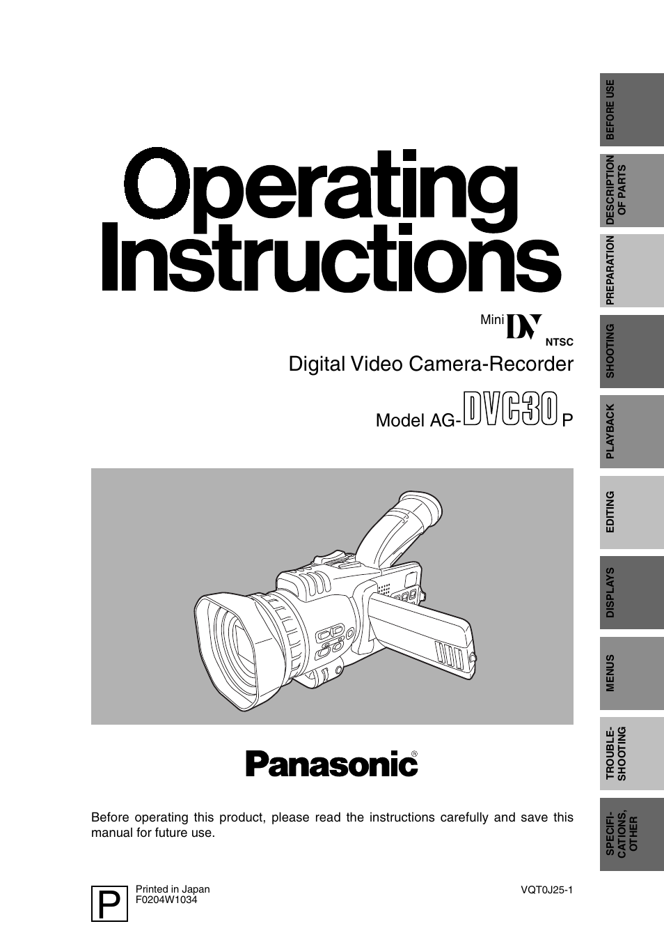 Panasonic AG-DVC30P User Manual | 88 pages