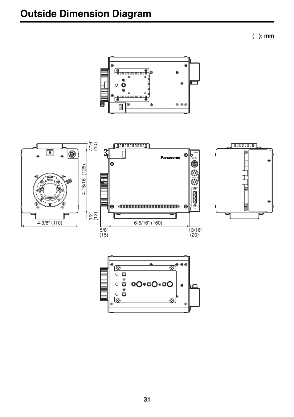 Outside dimension diagram | Panasonic AK-HC910P User Manual | Page 31 / 36