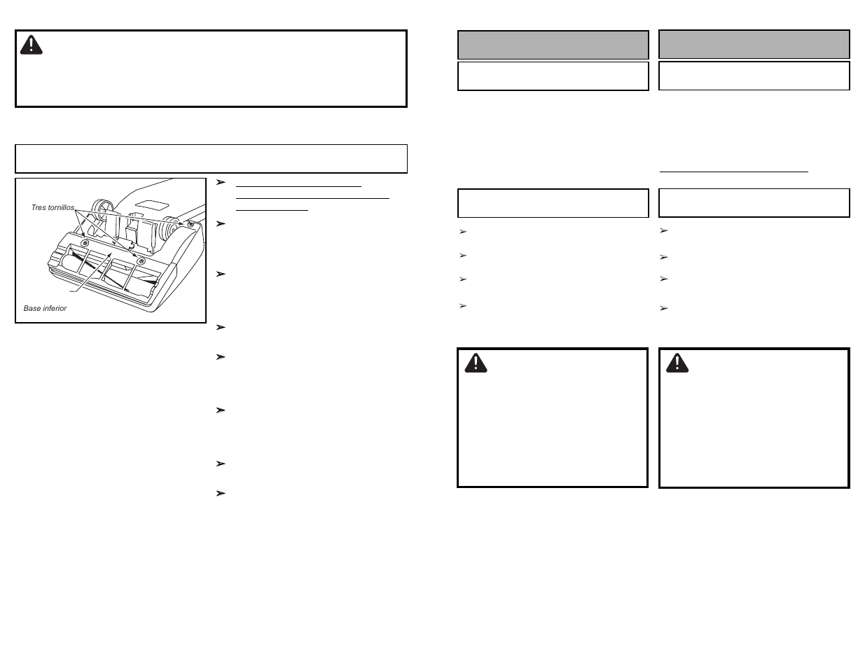 Warning, Attention, Cuidado | Removing and installing lower plate, Para operar la aspiradora fonctionnement | Panasonic MC-UG581 User Manual | Page 26 / 44