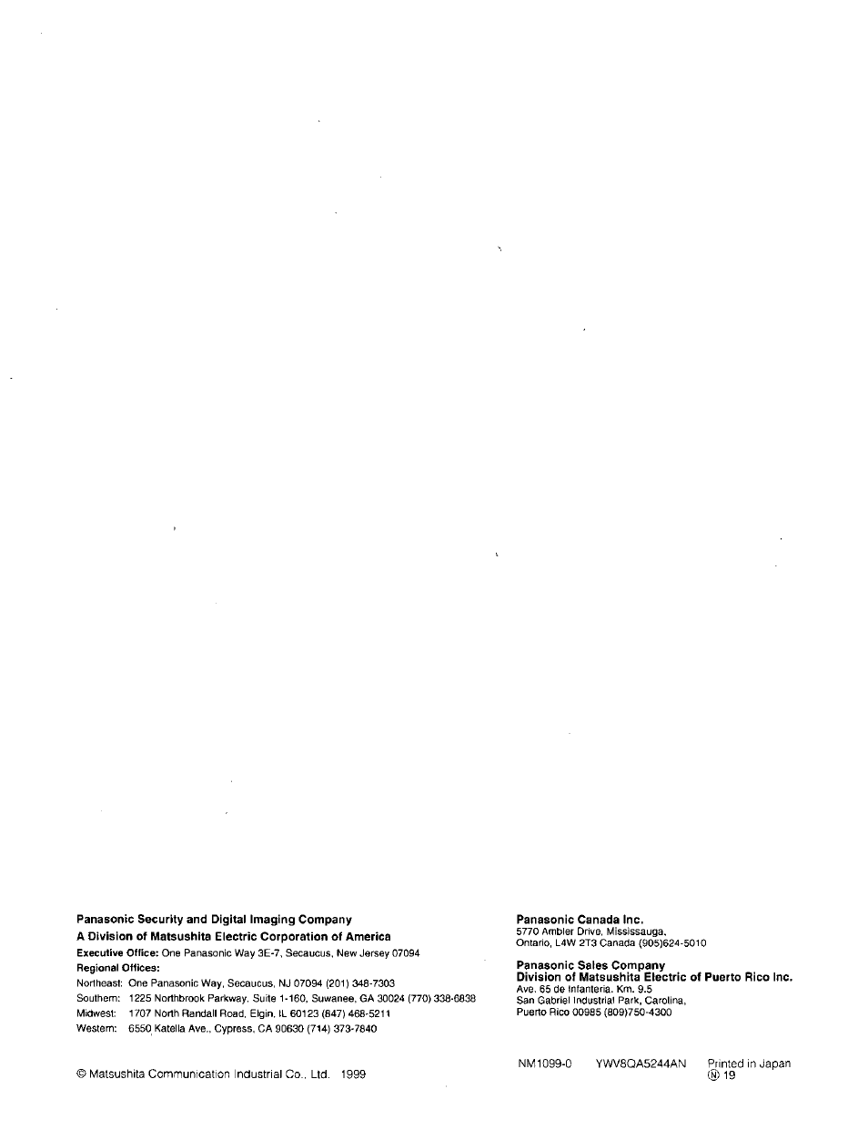 Panasonic WJ-SX850 User Manual | Page 8 / 8