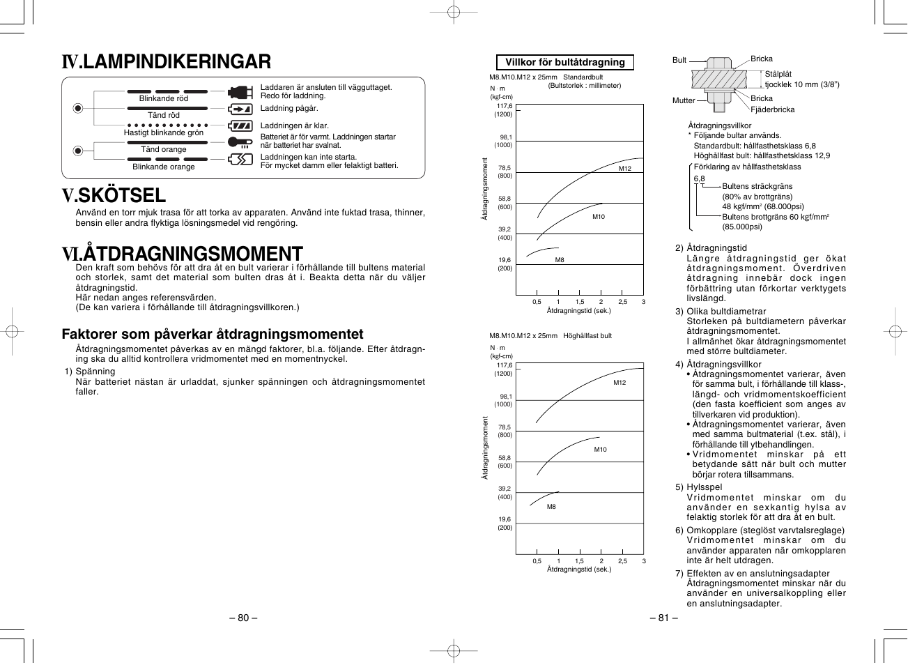 Faktorer som påverkar åtdragningsmomentet | Panasonic EY7201 User Manual | Page 41 / 52