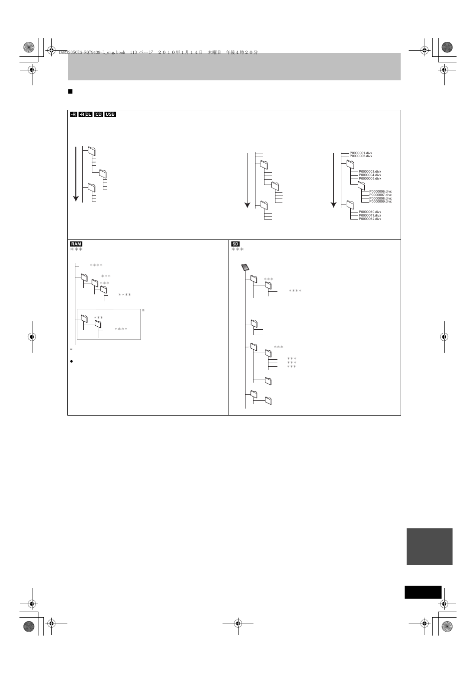 Structure of folders displayed by this unit | Panasonic DMR-XS350 User Manual | Page 113 / 120