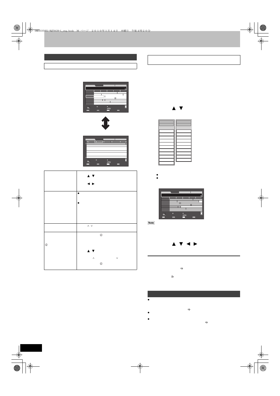 Press [ 3 , 4 ] to select the desired item, Press [ok, Press [ 3 , 4 , 2 , 1 ] to select the programme | Operations in the tv guide system, Tv guide data download, Advanced timer recording, Basic operations | Panasonic DMR-XS350 User Manual | Page 36 / 120