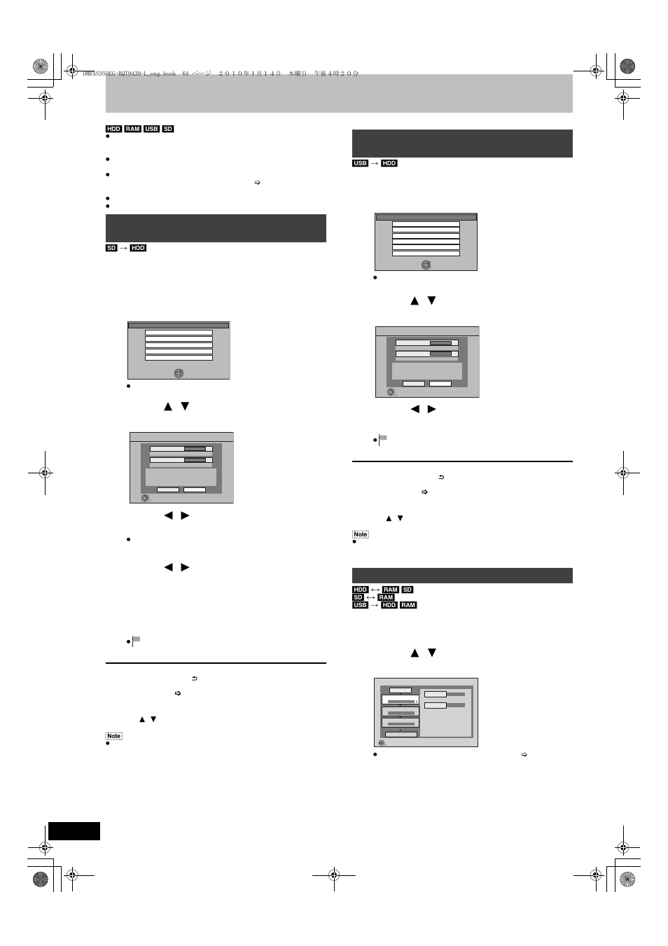 Copying still pictures, Insert the sd card, Press [ 2 , 1 ] to select “copy” and press [ok | Press [function menu, Press [ 3 , 4 ] to select “copy” and press [ok | Panasonic DMR-XS350 User Manual | Page 64 / 120