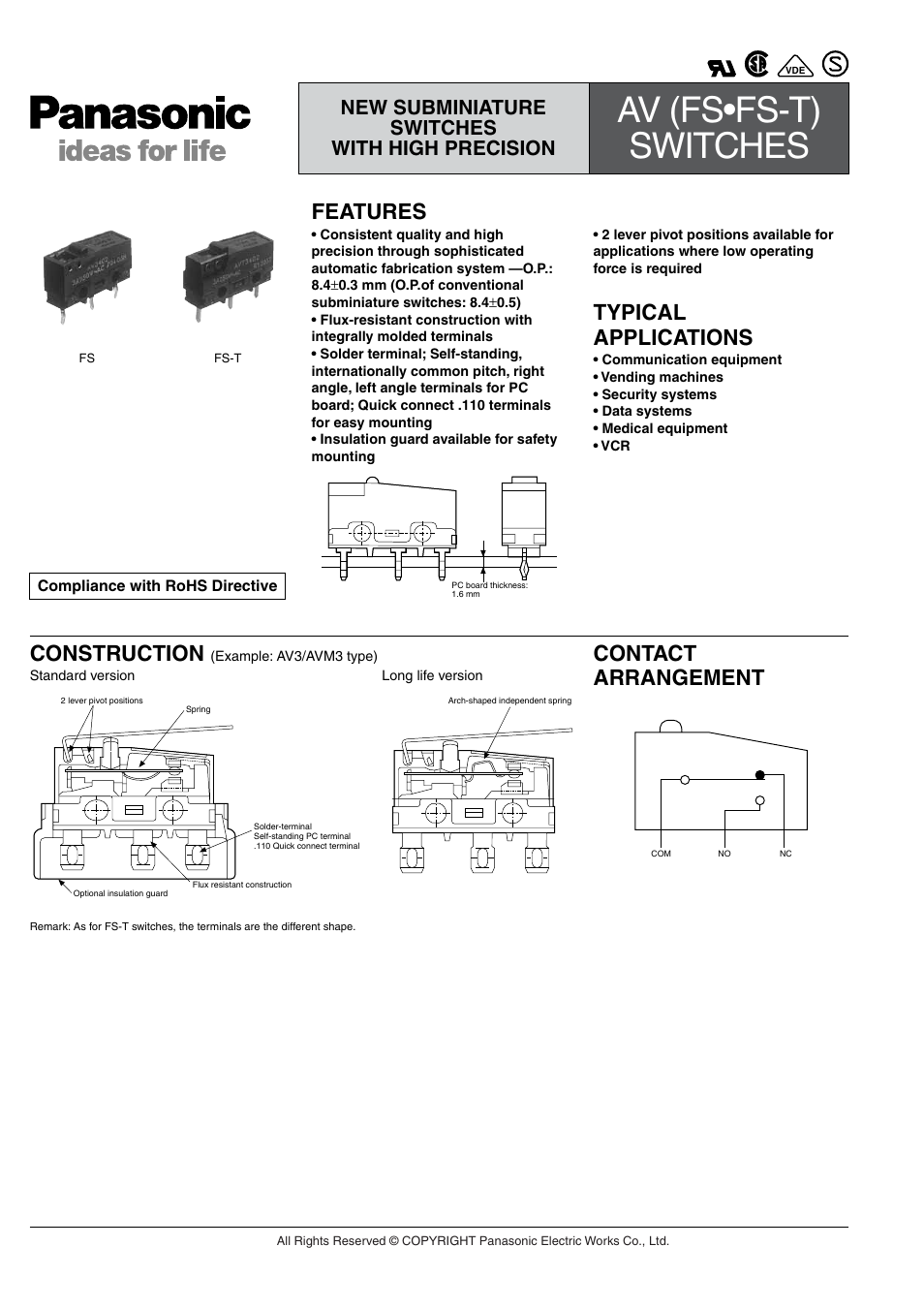 Panasonic AV(FS-FS-T) User Manual | 13 pages