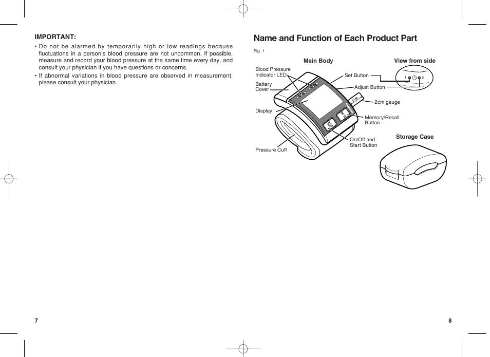 Name and function of each product part | Panasonic EW3037 User Manual | Page 5 / 14