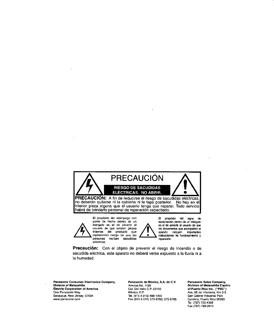 Precaución | Panasonic SUPERFLAT CT-27SF25 User Manual | Page 20 / 36