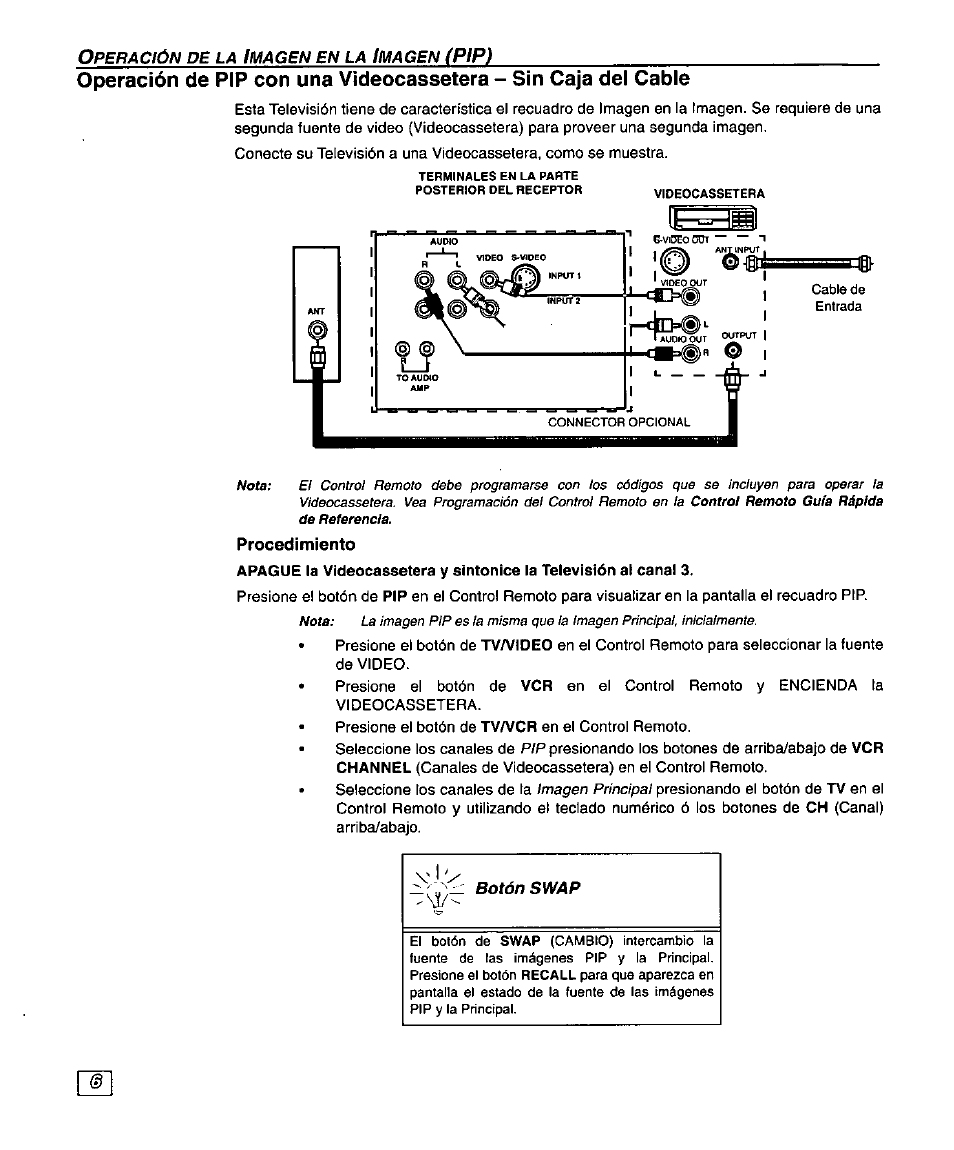 Procedimiento, Con / sin una videocassetera y caja del cable | Panasonic SUPERFLAT CT-27SF25 User Manual | Page 26 / 36