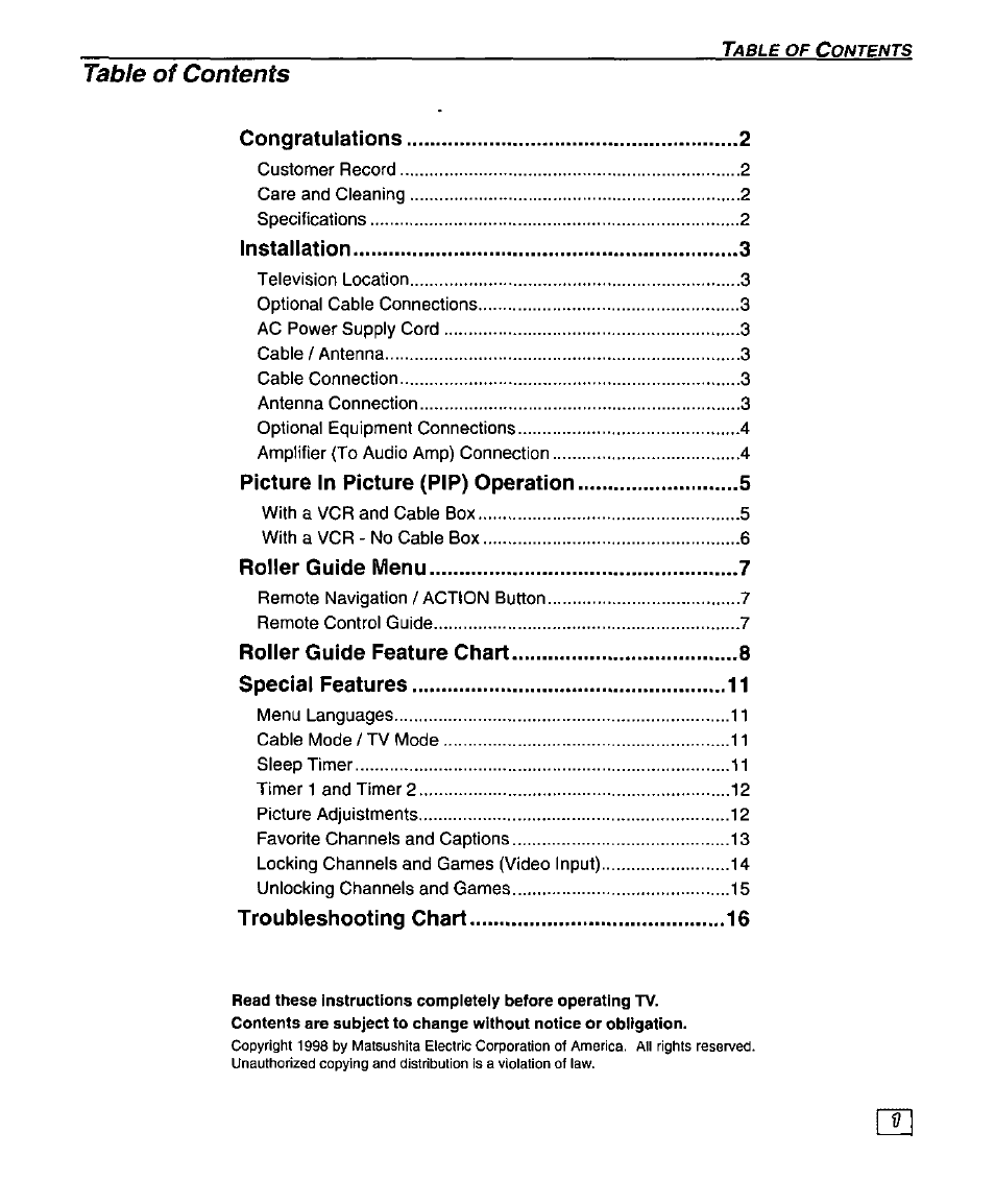 Panasonic SUPERFLAT CT-27SF25 User Manual | Page 3 / 36