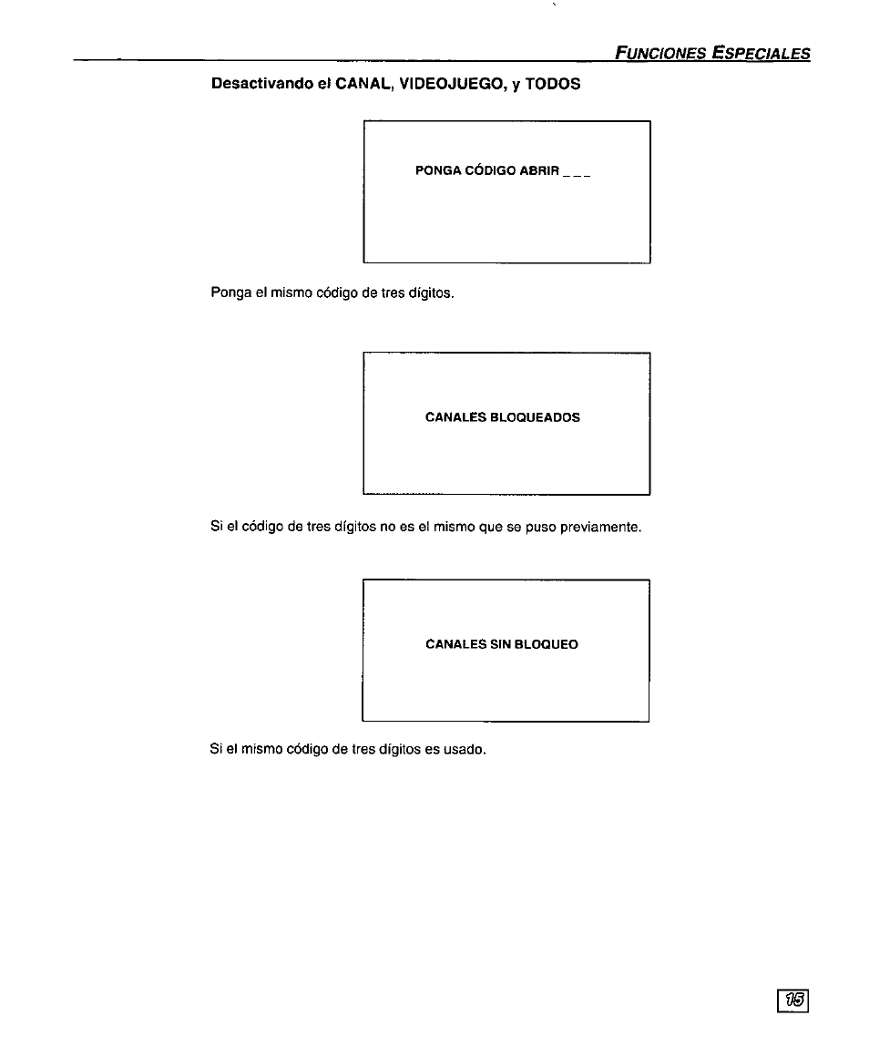 Desactivando el canal, videojuego, y todos | Panasonic SUPERFLAT CT-27SF25 User Manual | Page 35 / 36