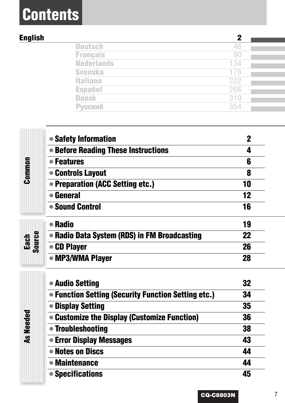 Panasonic CQ-C8803N User Manual | Page 7 / 46