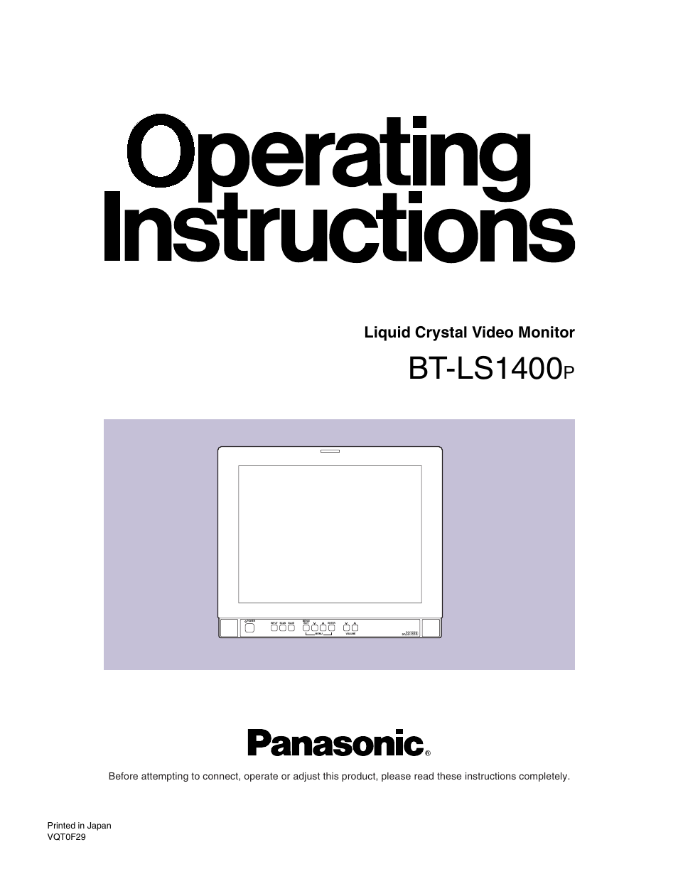 Panasonic BT-LS1400P User Manual | 16 pages