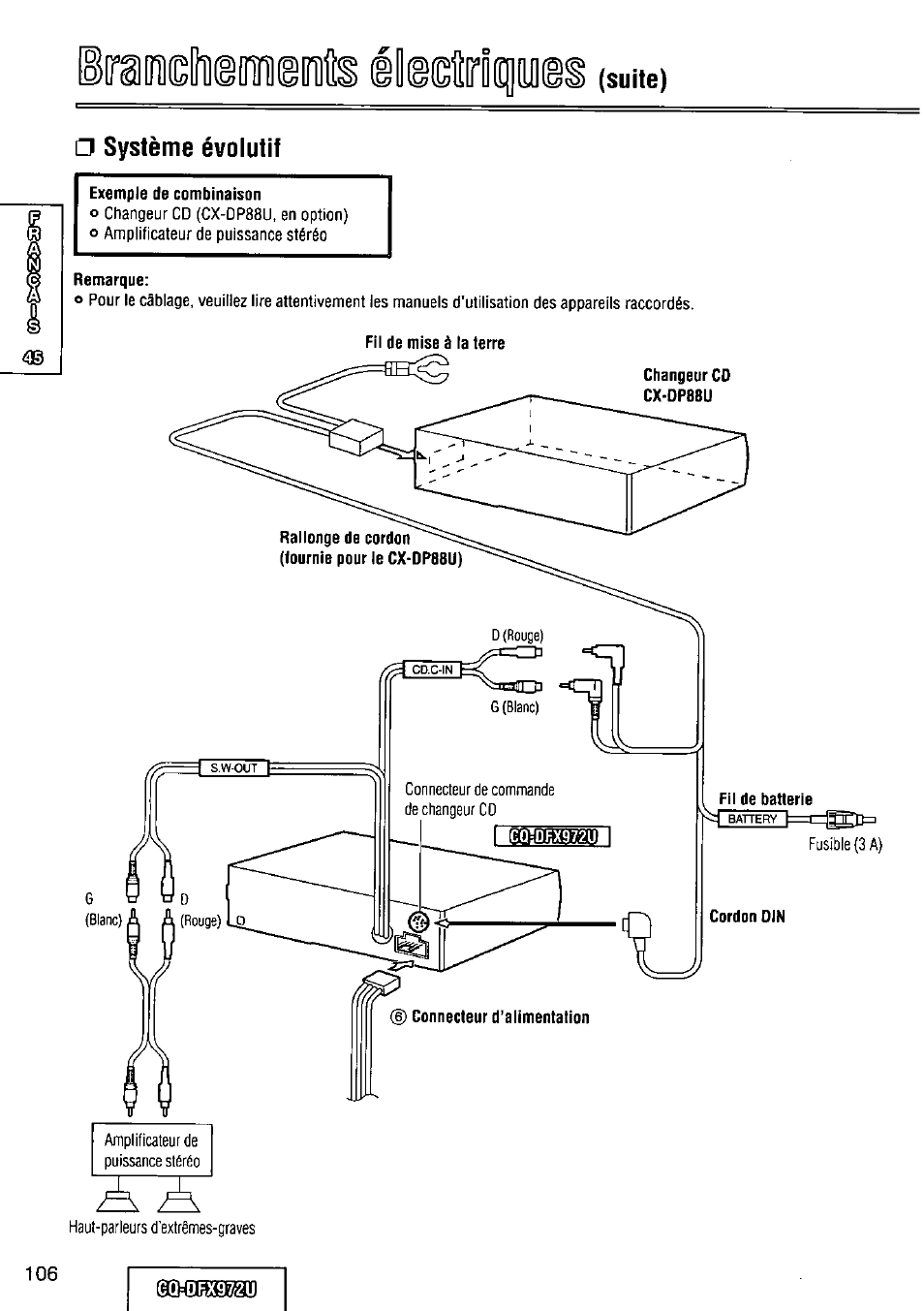 Système évolutif, Iraimsdiemeiiis iiedirieiyi, Suite) □ système évolutif | Panasonic FULL FRONT MP3 CD PLAYER CQ-DFX972U User Manual | Page 106 / 156