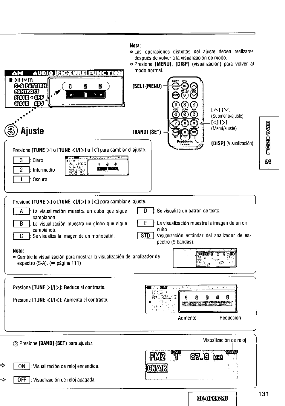 Nota, Ajuste, Band] (set) | Jsms | Panasonic FULL FRONT MP3 CD PLAYER CQ-DFX972U User Manual | Page 131 / 156