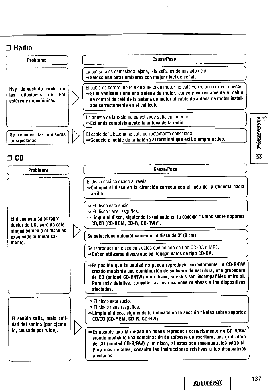 Radío | Panasonic FULL FRONT MP3 CD PLAYER CQ-DFX972U User Manual | Page 137 / 156