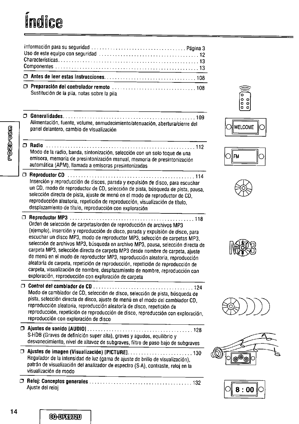 Panasonic FULL FRONT MP3 CD PLAYER CQ-DFX972U User Manual | Page 14 / 156