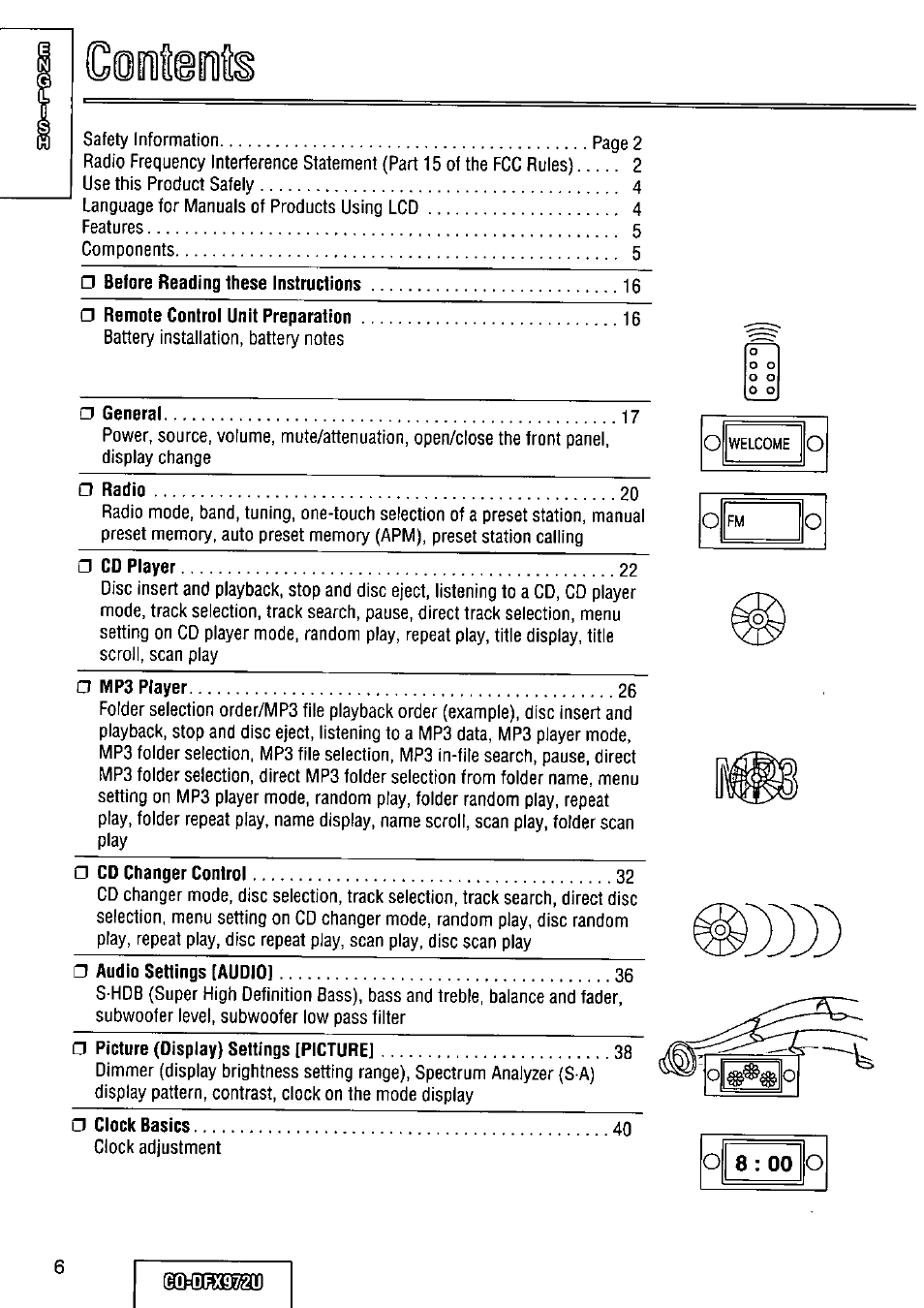 Panasonic FULL FRONT MP3 CD PLAYER CQ-DFX972U User Manual | Page 6 / 156