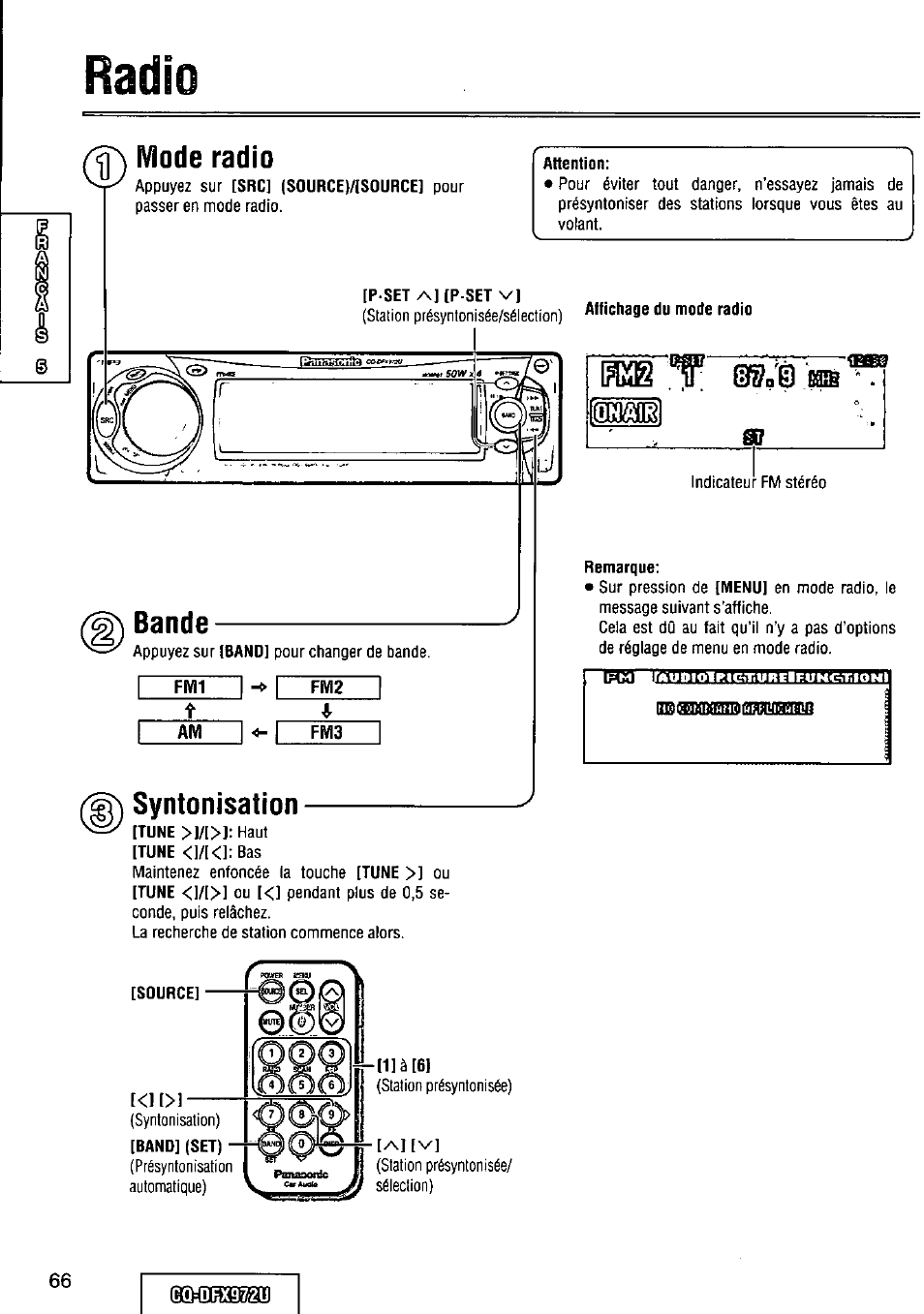 Panasonic FULL FRONT MP3 CD PLAYER CQ-DFX972U User Manual | Page 66 / 156