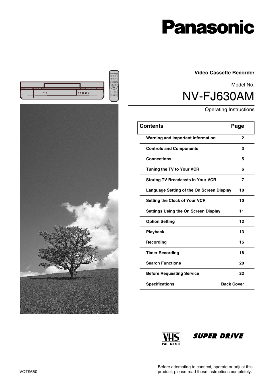 Panasonic NV-FJ630AM User Manual | 24 pages