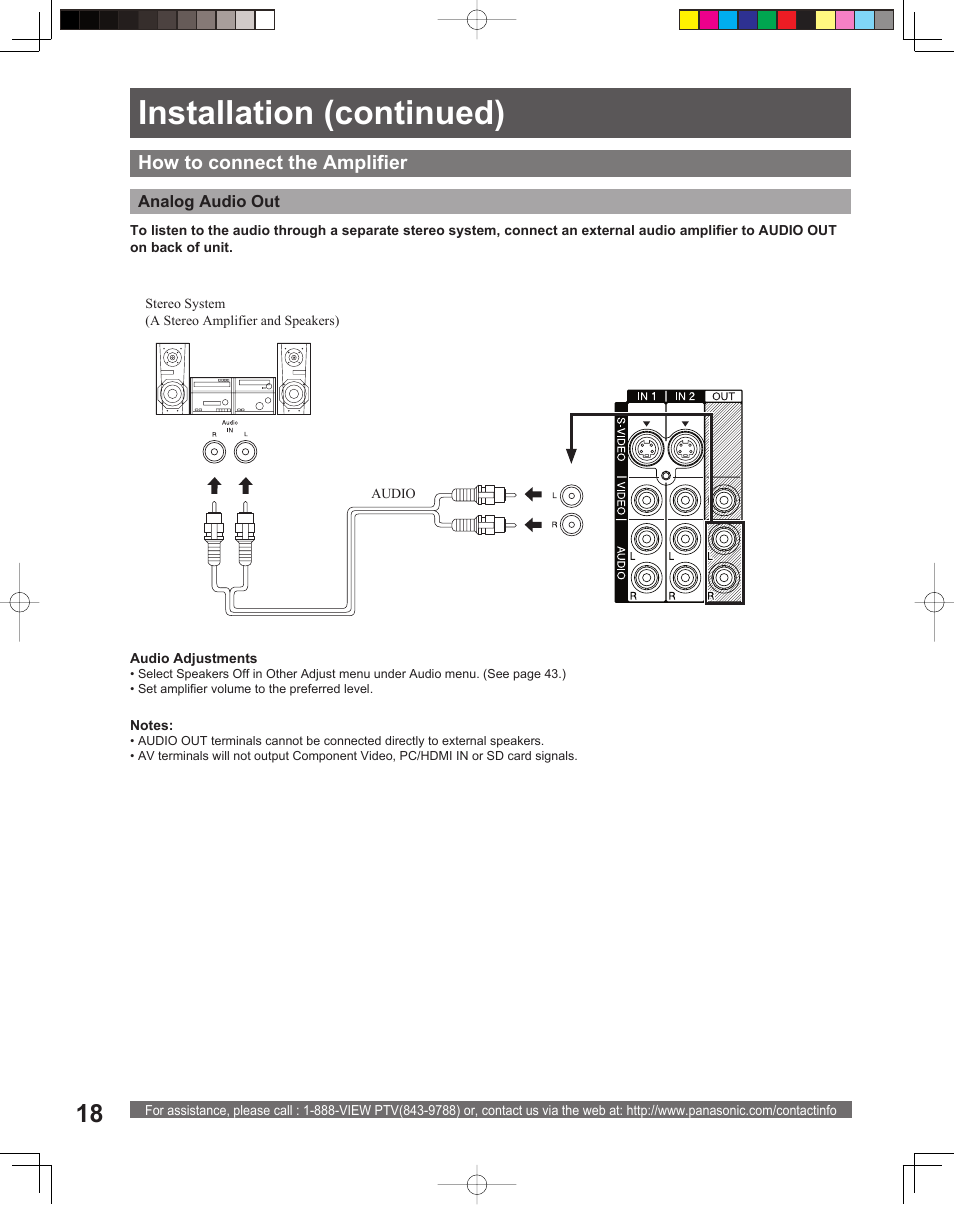 Installation (continued) | Panasonic PT-52LCX15 User Manual | Page 18 / 80