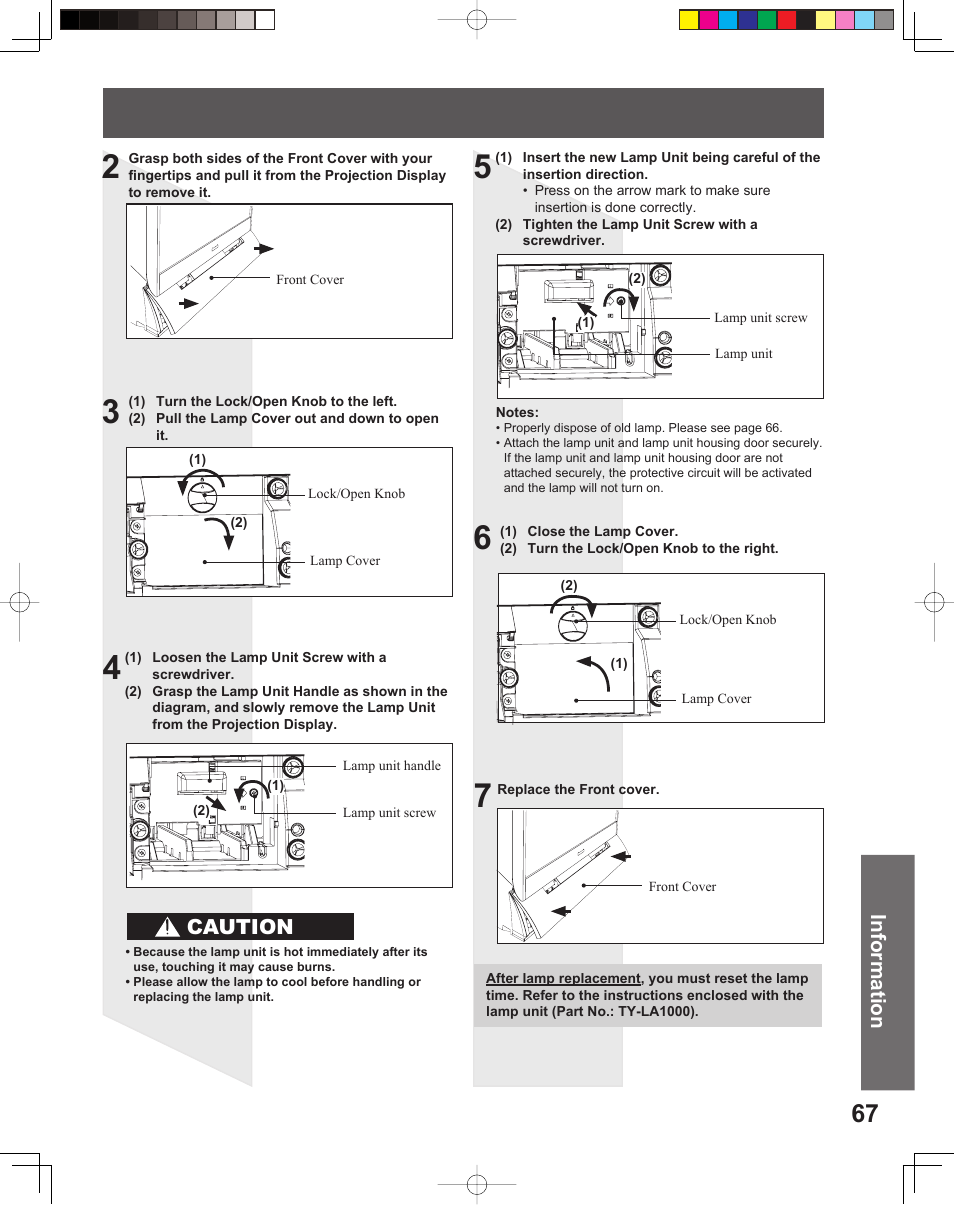 Information, Caution | Panasonic PT-52LCX15 User Manual | Page 67 / 80