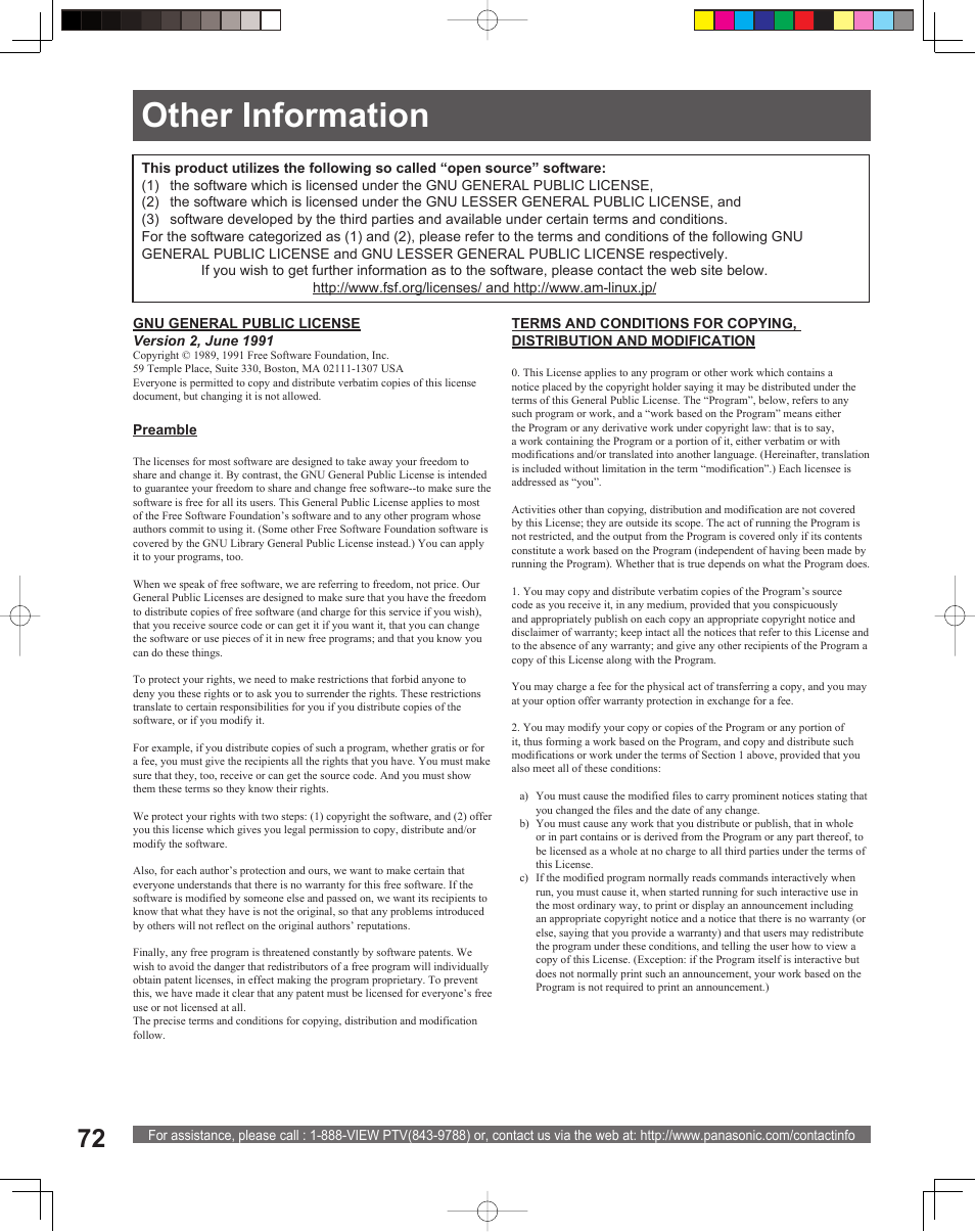 Other information | Panasonic PT-52LCX15 User Manual | Page 72 / 80