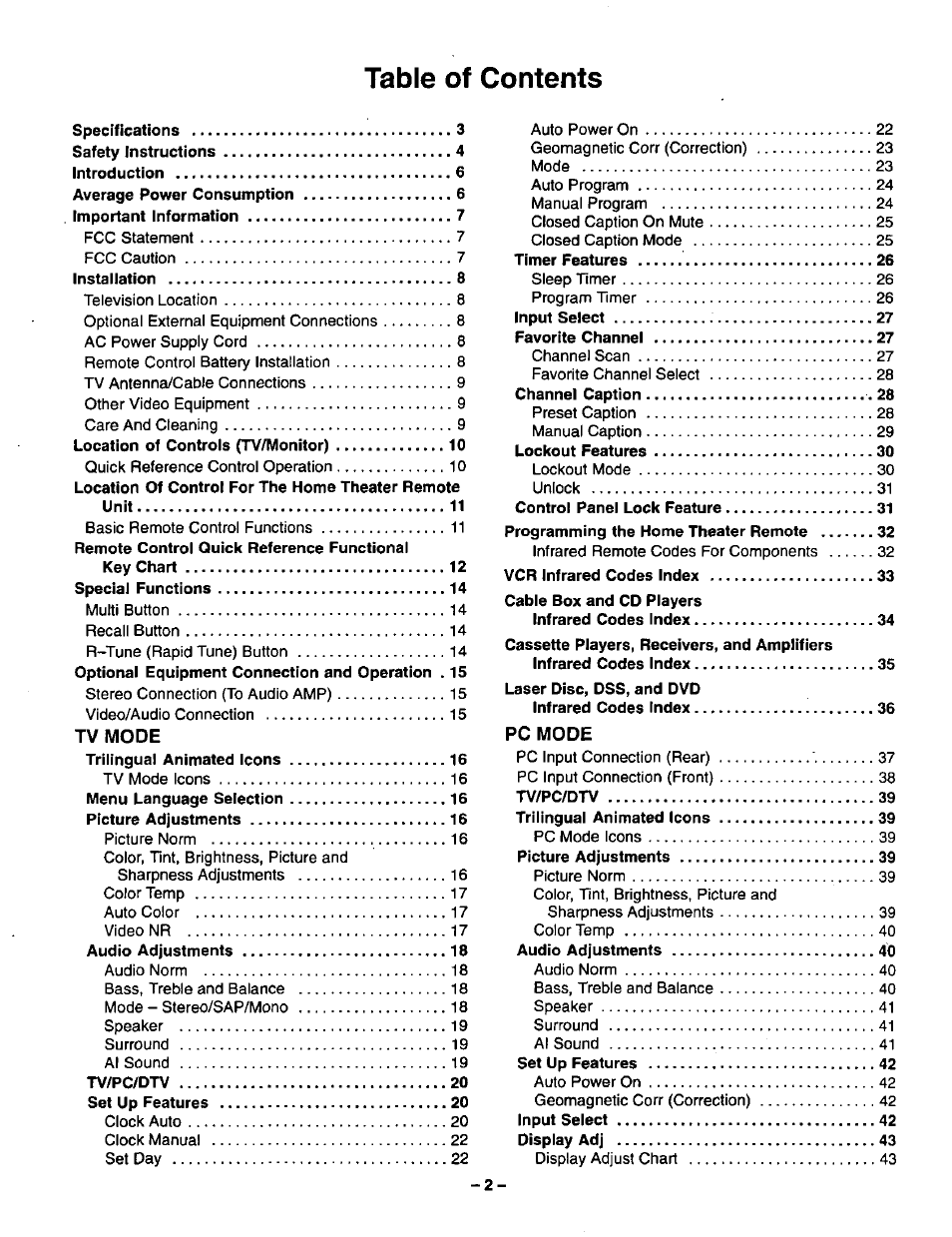 Panasonic CT-36VG50 User Manual | Page 3 / 55