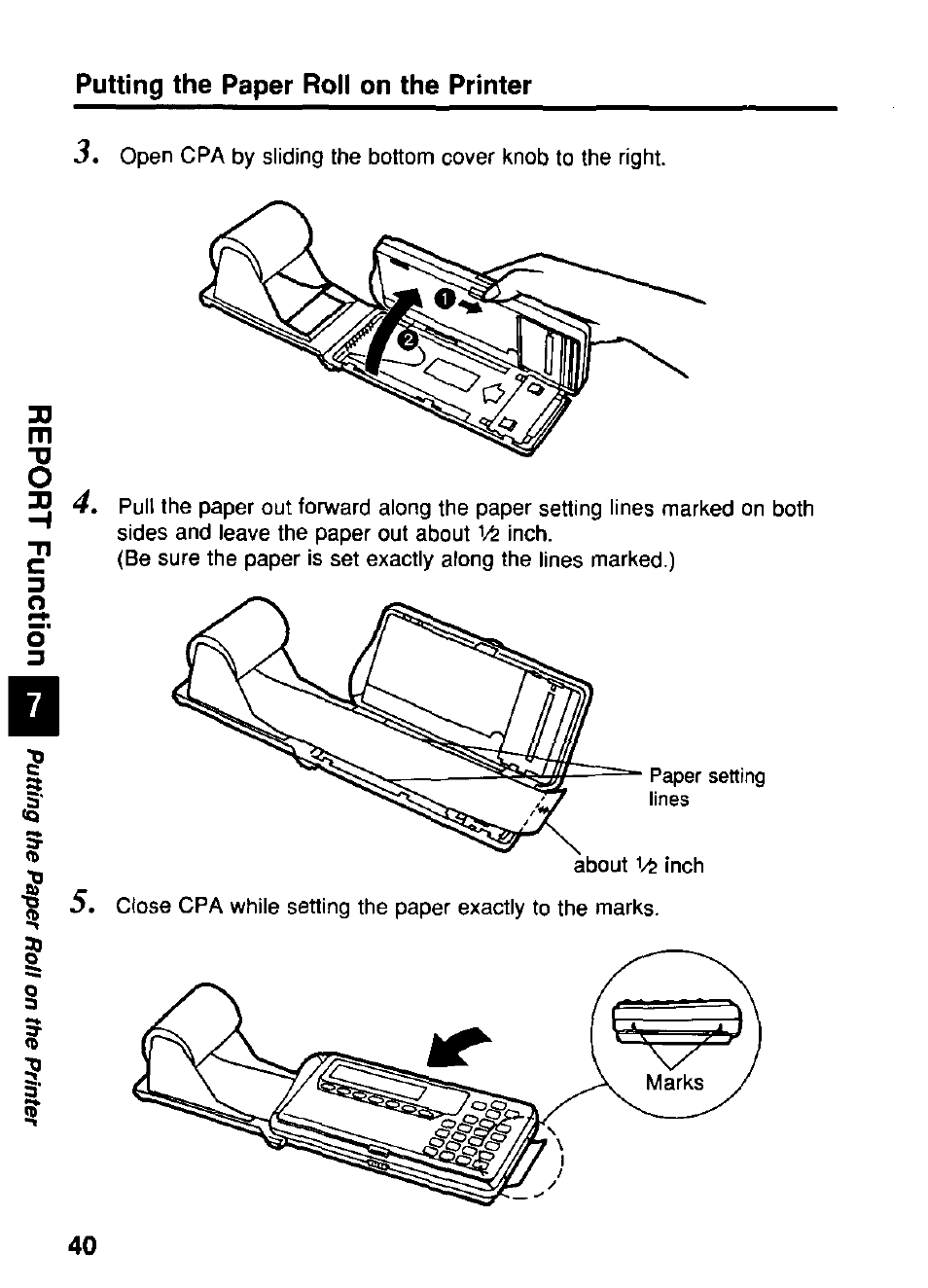 Putting the paper roll on the printer | Panasonic KX-RC95 User Manual | Page 40 / 68