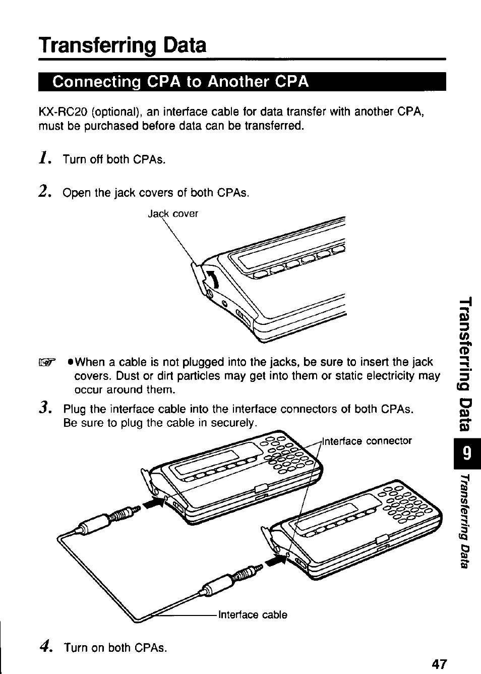 Transferring data | Panasonic KX-RC95 User Manual | Page 47 / 68