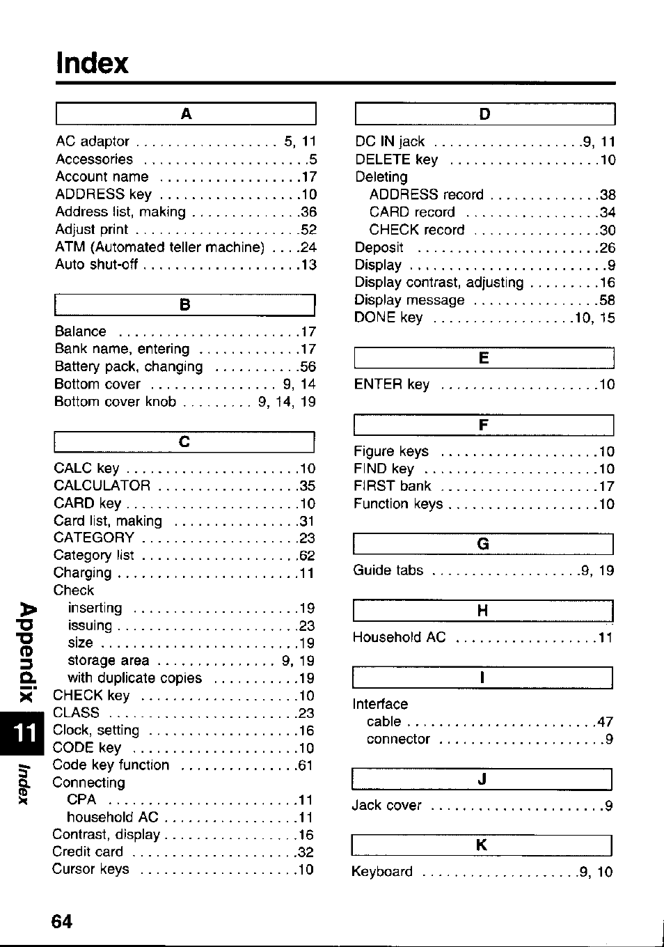 Index | Panasonic KX-RC95 User Manual | Page 64 / 68